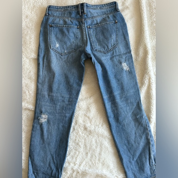 River Island distressed mom’s fit jeans with white pearls UK size 8R - Picture 5 of 11